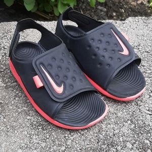Hot pink and black girls Nike sandals